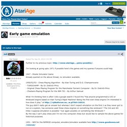 Early game emulation - Emulation - AtariAge Forums