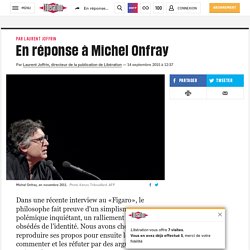 En réponse à Michel Onfray