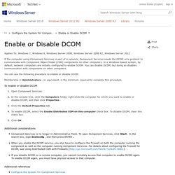 Enable or Disable DCOM