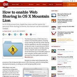 How to enable Web Sharing in OS X Mountain Lion