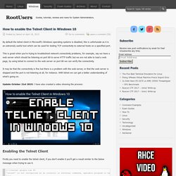 How to enable the telnet client in Windows 10