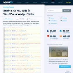 Enable HTML code in WordPress Widget Titles