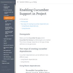 Enabling Cucumber Support in Project
