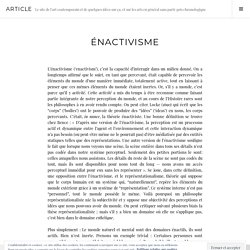 Énactivisme - ARTICLE