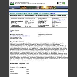 REEIS USDA - Programme de recherche 2007-2008 : BIOCIDE ENCAPSULATED NANOTUBES FOR CELLULOSIC COMPOSITE CONSTRUCTION MATERIALS