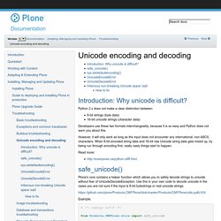 Unicode encoding and decoding — Plone Documentation v4.3