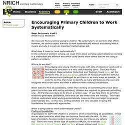Encouraging Primary Children to Work Systematically