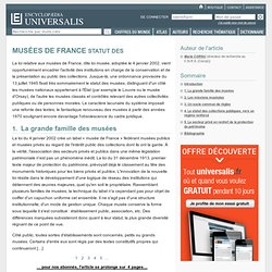 STATUT DES MUSÉES DE FRANCE