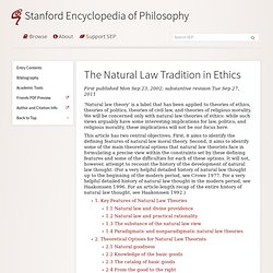 The Natural Law Tradition in Ethics
