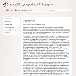 Existence (Stanford Encyclopedia of Philosophy) - StumbleUpon