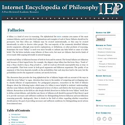 Fallacies [Internet Encyclopedia of Philosophy]