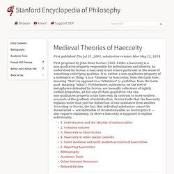Medieval Theories of Haecceity