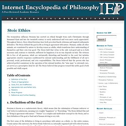 Stoic Ethics [Internet Encyclopedia of Philosophy]