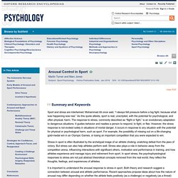 Arousal Control in Sport - Oxford Research Encyclopedia of Psychology
