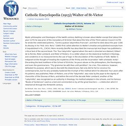 Catholic Encyclopedia (1913)/Walter of St-Victor - Wikisource, the free online library