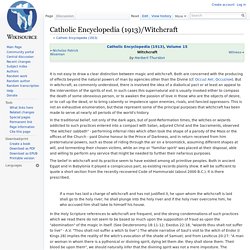 Catholic Encyclopedia (1913)/Witchcraft - Wikisource, the free online library