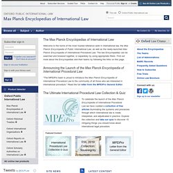 Max Planck Encyclopedias of International Law: Oxford Public International Law