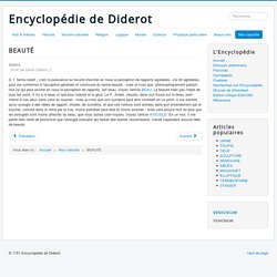 Encyclopédie de Diderot - BEAUTÉ