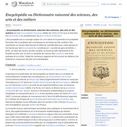 Encyclopédie ou Dictionnaire raisonné des sciences, des arts et des métiers