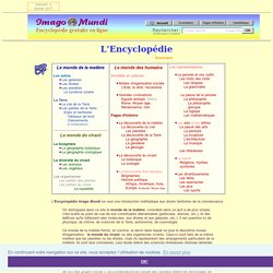 L'Encyclopédie Imago Mundi (sommaire).