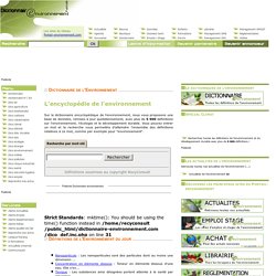 Dictionnaire encyclopédique environnement