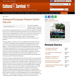 Endangered Languages Program Update: July 2011