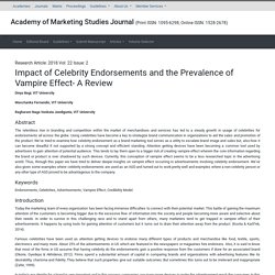 Impact of Celebrity Endorsements and the Prevalence of Vampire Effect- A Review