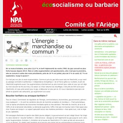 21-24 nov. 2021 L’énergie : marchandise ou commun ? - NPA - Comité de l'Ariège