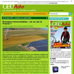 Énergies renouvelables : où en est la France ?