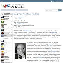 Energy from Fossil Fuels (historical)