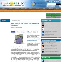 Solar Energy Job Growth Outpaces Other Industries