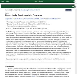 Energy Intake Requirements in Pregnancy