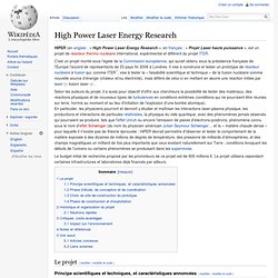 High Power Laser Energy Research