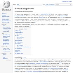 Bloom Energy Server - Wikipedia, l'encyclopédie libre
