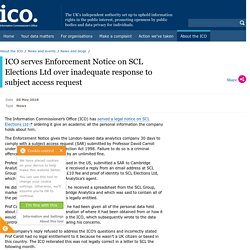 ICO serves Enforcement Notice on SCL Elections Ltd over inadequate response to subject access request