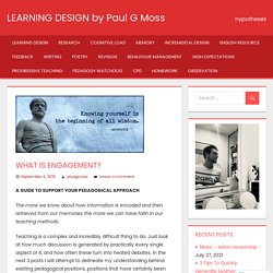 What is ENGAGEMENT? – LEARNING DESIGN by Paul G Moss