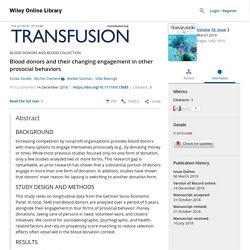 Blood donors and their changing engagement in other prosocial behaviors - Studte - 2019 - Transfusion