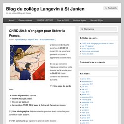 CNRD 2018: s’engager pour libérer la France. – Blog du collège Langevin à St Junien