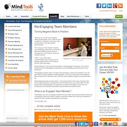 Re-Engaging Team Members - Team Management Training from MindTools