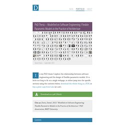 PhD Thesis – Modelled on Software Engineering: Flexible Parametric Models in the Practice of Architecture