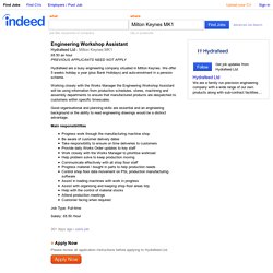 Engineering Workshop Assistant job - Hydrafeed Ltd - Milton Keynes MK1