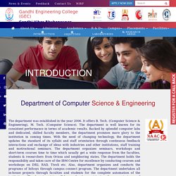 Gandhi Engineering College - Department of Computer Science & Engineering