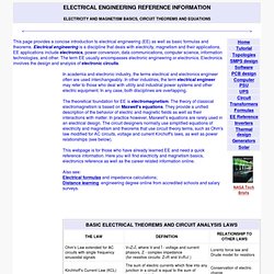 Electrical Engineering Information: Online Reference, Theorems, Jobs