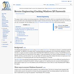 Reverse Engineering/Cracking Windows XP Passwords