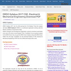 DRDO Syllabus 2017 CSE, Electrical &amp; Mechanical Engineering Download PDF