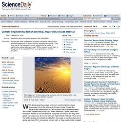 Climate engineering: Minor potential, major risk of side-effects?