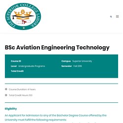 BSc Aviation Engineering Technology - Superior College Lahore