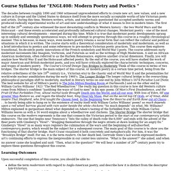 Saylor.org - ENGL408: Modern Poetry and Poetics Syllabus