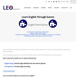 English word games - crosswords, word search, hangman, trivia, scramble