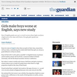 Girls make boys worse at English, says new study